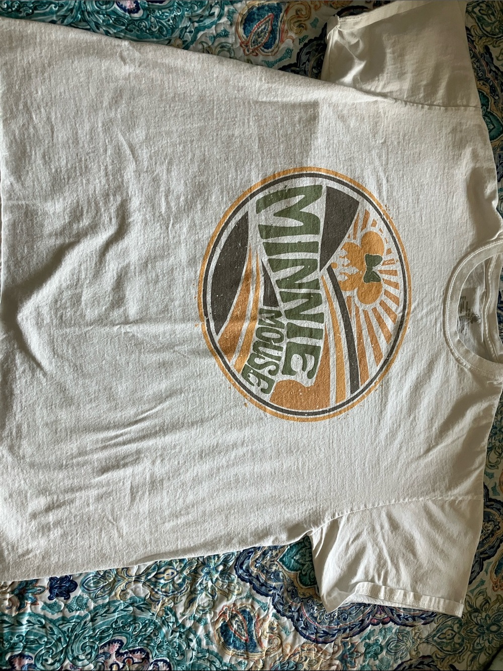 Disney White Tee with Faded Gray Interior Print